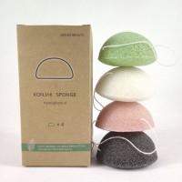 Large Japanese Facial Bamboo Charcoal Natural Konjac Sponge In Custom Box