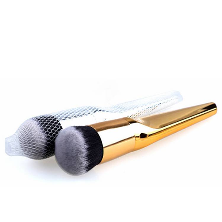 Stock Luxury Gold Color Metal Paint Makeup Brush Fish Tail Foundation Brush